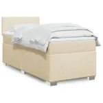 Pat box spring cu saltea, crem, 80x200 cm, textil GartenMobel Dekor