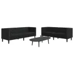 Set canapele Chesterfield cu 2 locuri, negru, piele eco. GartenMobel Dekor