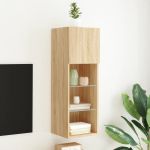 Comodă TV cu lumini LED, stejar sonoma, 30,5x30x90 cm GartenMobel Dekor
