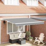 Copertină Manual Alb 3,5 x 2,5 m Metal GartenMobel Dekor