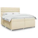 Pat box spring cu saltea, crem, 200x200 cm, textil GartenMobel Dekor