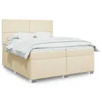Pat box spring cu saltea, crem, 200x200 cm, textil GartenMobel Dekor