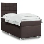Pat box spring cu saltea, maro închis, 80x200 cm, textil GartenMobel Dekor