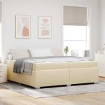 Cadru de pat Crem 200 x 200 cm țesătură GartenMobel Dekor