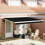 Material de înlocuire pentru copertină Negru 400 × 300 cm Pânză GartenMobel Dekor
