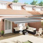 Copertină Manual Alb 5 × 3,5 m Metal GartenMobel Dekor