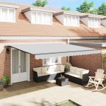 Copertină Manual Antracit 4,5 × 3,5 m Metal GartenMobel Dekor