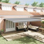 Copertină cu Manual Alb 6 x 3 m Metal GartenMobel Dekor