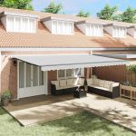 Copertină cu Manual Antracit 6 × 3,5 m Metal GartenMobel Dekor