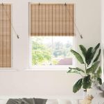Rulou textil cu perdele Manual Maro deschis 120 x 160 cm Bambus GartenMobel Dekor