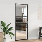Ușă de interior Negru 83 x 201.5 cm Sticlă securizată, Aluminiu GartenMobel Dekor
