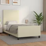 Cadru de pat cu tăblie, crem, 100x200 cm, piele ecologică GartenMobel Dekor