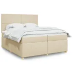 Pat box spring cu saltea, crem, 200x200 cm, textil GartenMobel Dekor