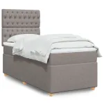 Pat box spring cu saltea, gri taupe, 100x200 cm, textil GartenMobel Dekor
