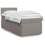 Pat box spring cu saltea, gri taupe, 100x200 cm, textil GartenMobel Dekor