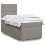 Pat box spring cu saltea, gri taupe, 100x200 cm, textil GartenMobel Dekor