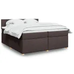 Pat box spring cu saltea, maro închis, 200x200 cm, textil GartenMobel Dekor