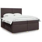 Pat box spring cu saltea, maro închis, 200x200 cm, textil GartenMobel Dekor