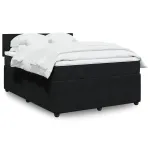 Pat box spring cu saltea, negru, 140x200 cm, catifea GartenMobel Dekor