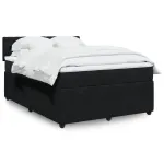 Pat box spring cu saltea, negru, 140x200 cm, catifea GartenMobel Dekor