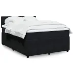 Pat box spring cu saltea, negru, 140x200 cm, catifea GartenMobel Dekor