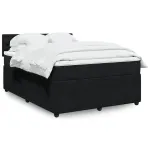Pat box spring cu saltea, negru, 140x200 cm, catifea GartenMobel Dekor