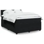 Pat box spring cu saltea, negru, 140x200 cm, catifea GartenMobel Dekor