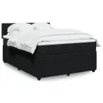 Pat box spring cu saltea, negru, 140x200 cm, catifea GartenMobel Dekor