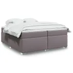 Pat continental cu saltea, gri, 200x200 cm, piele ecologică GartenMobel Dekor
