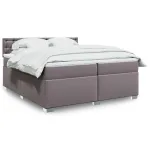 Pat continental cu saltea, gri, 200x200 cm, piele ecologică GartenMobel Dekor