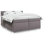 Pat continental cu saltea, gri, 200x200 cm, piele ecologică GartenMobel Dekor