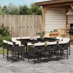 Set mobilier de exterior cu perne, 11 piese, negru, poliratan GartenMobel Dekor