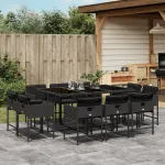 Set mobilier de exterior cu perne, 11 piese, negru, poliratan GartenMobel Dekor