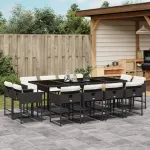 Set mobilier de grădină cu perne, 13 piese, negru, poliratan GartenMobel Dekor