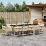 Set mobilier de grădină cu perne, 15 piese, bej, poliratan GartenMobel Dekor