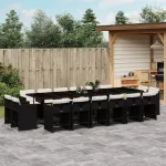 Set mobilier de grădină cu perne, 17 piese, negru, poliratan GartenMobel Dekor