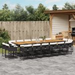 Set mobilier de grădină cu perne, 17 piese, negru, poliratan GartenMobel Dekor