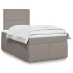 Pat box spring cu saltea, gri taupe, 120x200 cm, textil GartenMobel Dekor