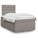 Pat box spring cu saltea, gri taupe, 120x200 cm, textil GartenMobel Dekor