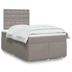 Pat box spring cu saltea, gri taupe, 120x200 cm, textil GartenMobel Dekor