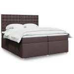 Pat box spring cu saltea, maro închis, 200x200 cm, textil GartenMobel Dekor