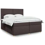 Pat box spring cu saltea, maro închis, 200x200 cm, textil GartenMobel Dekor
