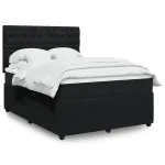 Pat box spring cu saltea, negru, 140x200 cm, catifea GartenMobel Dekor