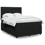 Pat box spring cu saltea, negru, 140x200 cm, catifea GartenMobel Dekor