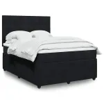 Pat box spring cu saltea, negru, 140x200 cm, catifea GartenMobel Dekor