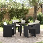 Set de masă pentru grădină 5 pcs Negru poliratan GartenMobel Dekor
