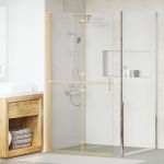 Perete de duș Walk-in Altele auriu și transparent 100 x 190 cm GartenMobel Dekor
