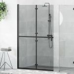 Perete de duș Walk-in Negru și transparent închis 120 x 190 cm GartenMobel Dekor