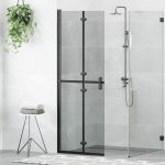 Perete de duș Walk-in Negru și transparent închis 70 x 190 cm GartenMobel Dekor