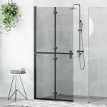 Perete de duș Walk-in Negru și transparent închis 90 x 190 cm GartenMobel Dekor